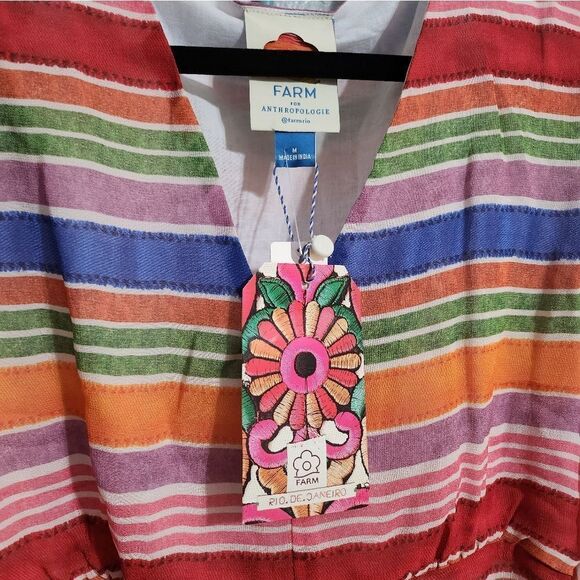 Farm Rio for Anthropologie Multi Color Striped Belted Dress - Picture 6 of 8